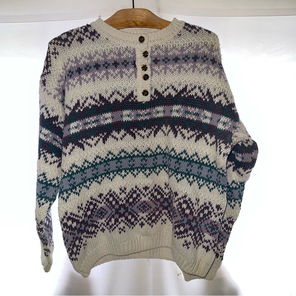 B. Moss Women's Cable Knit Cardigan Sweater Medium Crew Neck - Picture 2 of 8